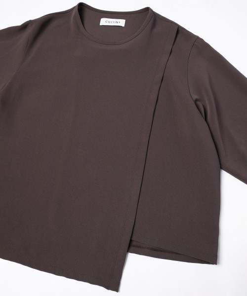 Triacetate Airy Cloth Wrap Long Sleeve Pullover