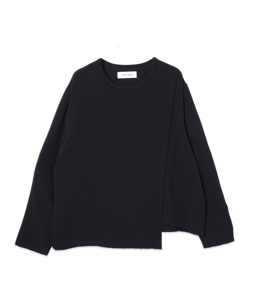 Triacetate Airy Cloth Wrap Long Sleeve Pullover