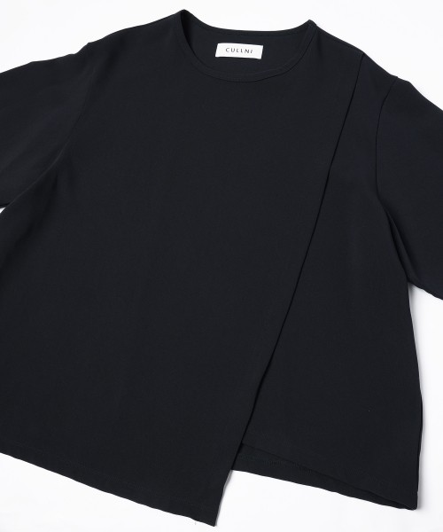 Triacetate Airy Cloth Wrap Long Sleeve Pullover