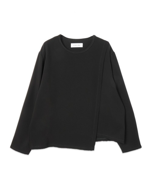 Triacetate Airy Cloth Wrap Long Sleeve Pullover