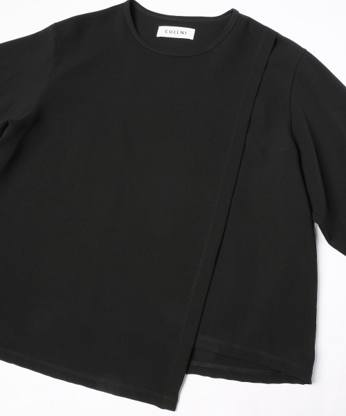 Triacetate Airy Cloth Wrap Long Sleeve Pullover