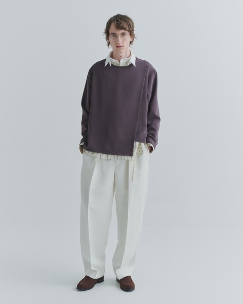 Triacetate Airy Cloth Wrap Long Sleeve Pullover