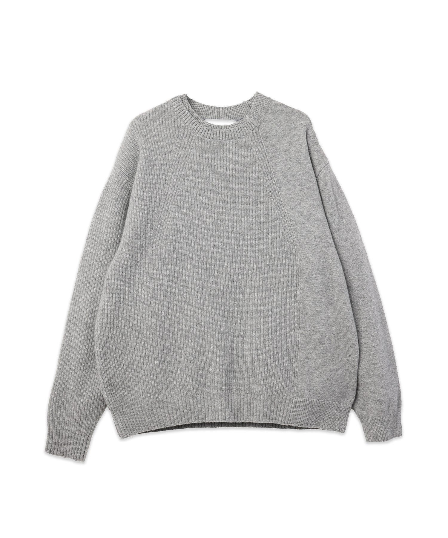 Extra Wool Tone Switch Layered Rib Neck Knit Pullover