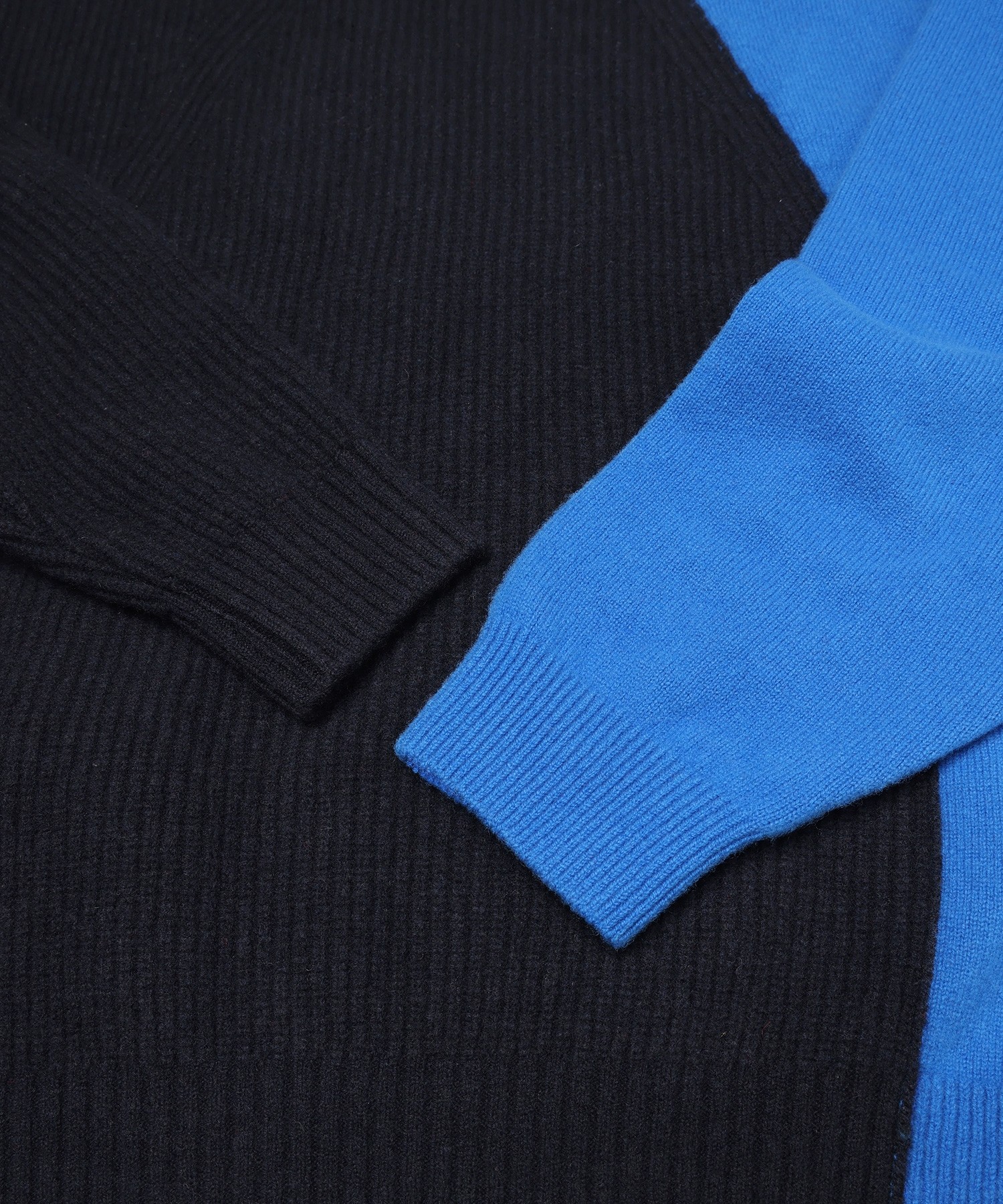 Extra Wool Tone Switch Layered Rib Neck Knit Pullover