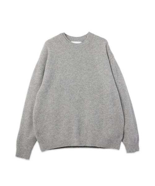 Extra Wool Tone Switch Layered Rib Neck Knit Pullover