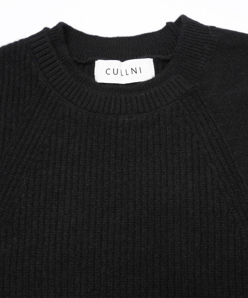 Extra Wool Tone Switch Layered Rib Neck Knit Pullover