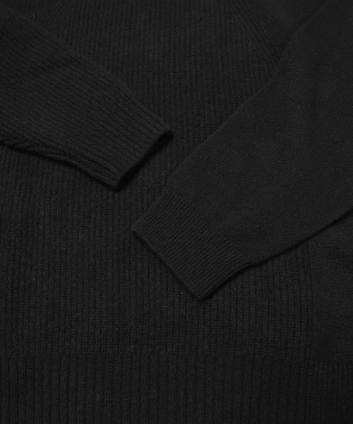 Extra Wool Tone Switch Layered Rib Neck Knit Pullover