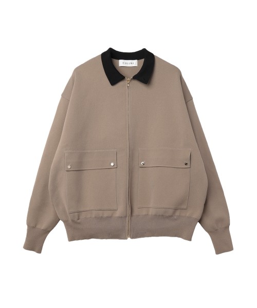 Organic Cotton Smooth Knit Big Pocket Zip Jacket