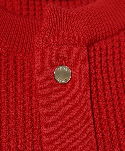 Organic Cotton Waffle Minimal Henley Neck Knit Pullover