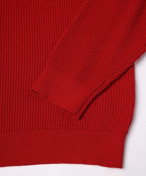 Organic Cotton Waffle Minimal Henley Neck Knit Pullover