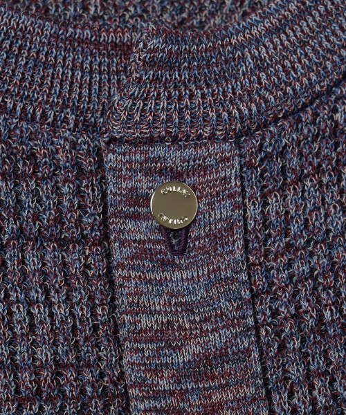 Organic Cotton Waffle Minimal Henley Neck Knit Pullover