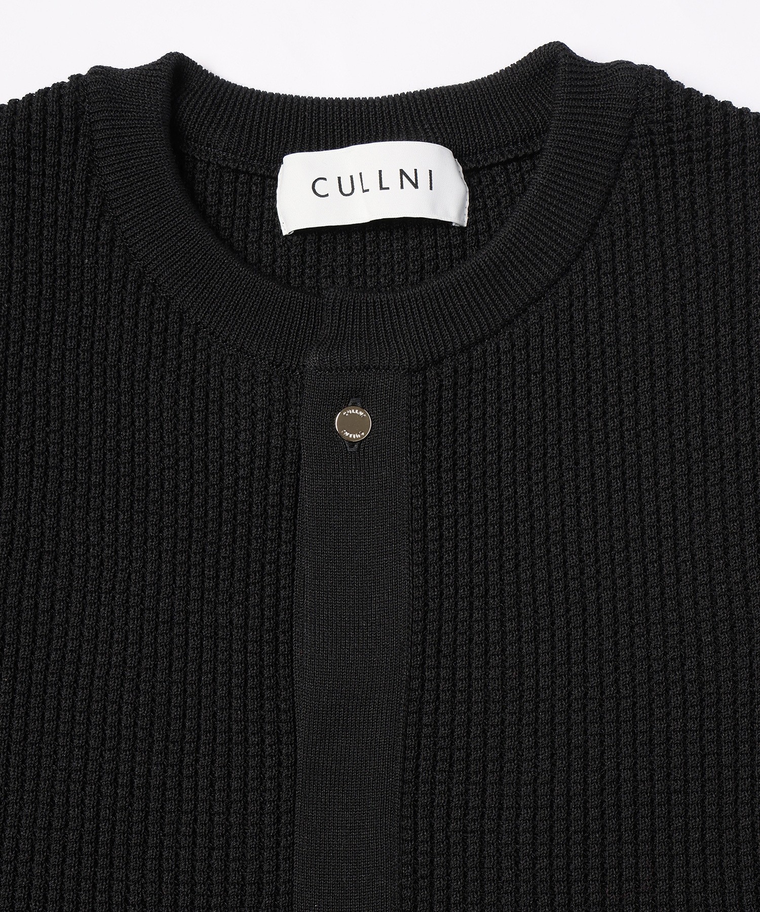 Organic Cotton Waffle Minimal Henley Neck Knit Pullover