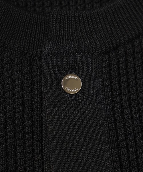 Organic Cotton Waffle Minimal Henley Neck Knit Pullover