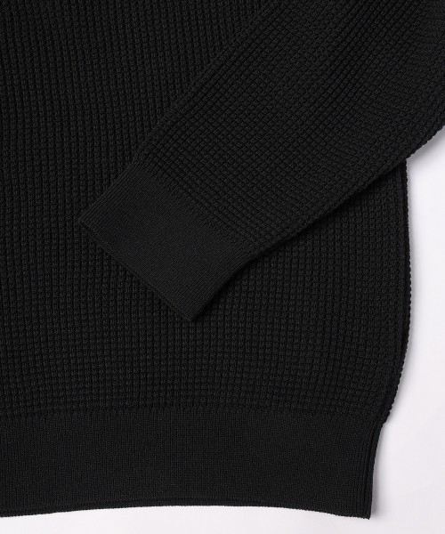 Organic Cotton Waffle Minimal Henley Neck Knit Pullover