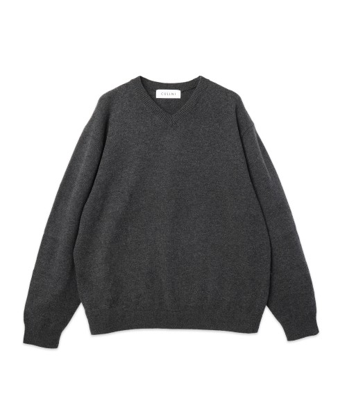Super 180s Fine Merino Wool Minimal V-Neck Knit Pullover