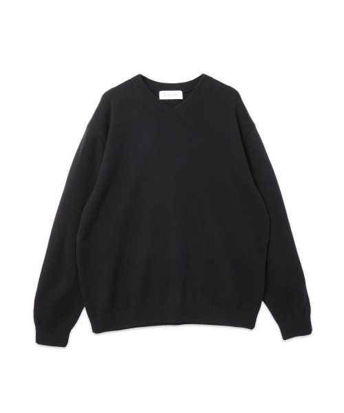 Super 180s Fine Merino Wool Minimal V-Neck Knit Pullover
