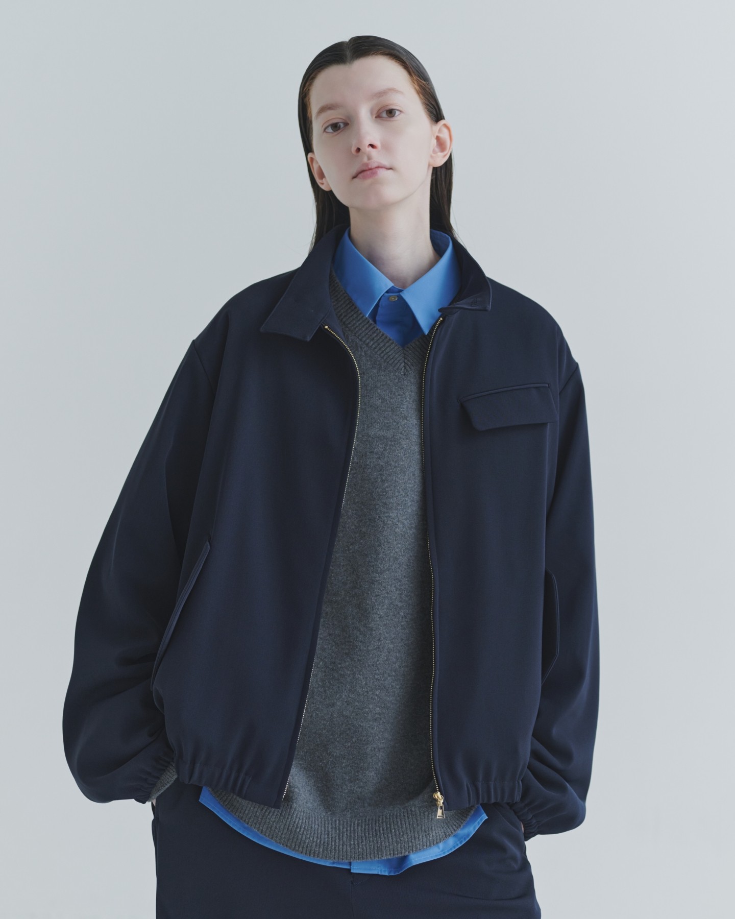Super 180s Fine Merino Wool Minimal V-Neck Knit Pullover