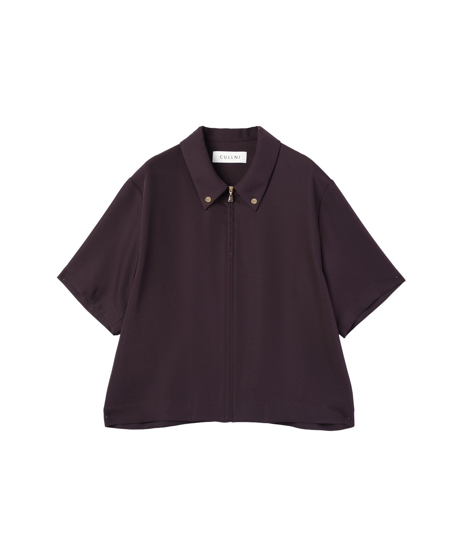 Dry Double Cloth Zip Up Short Sleeve Button-Down Compact Shirt