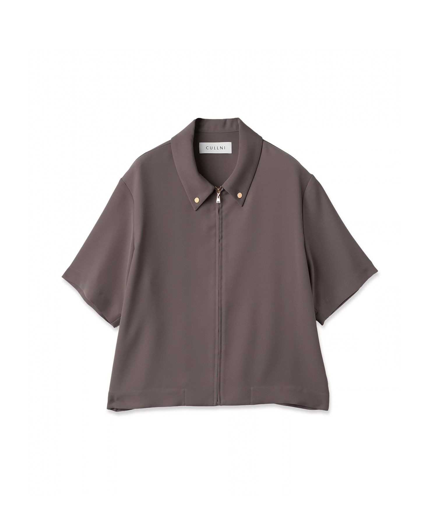 Dry Double Cloth Zip Up Short Sleeve Button-Down Compact Shirt