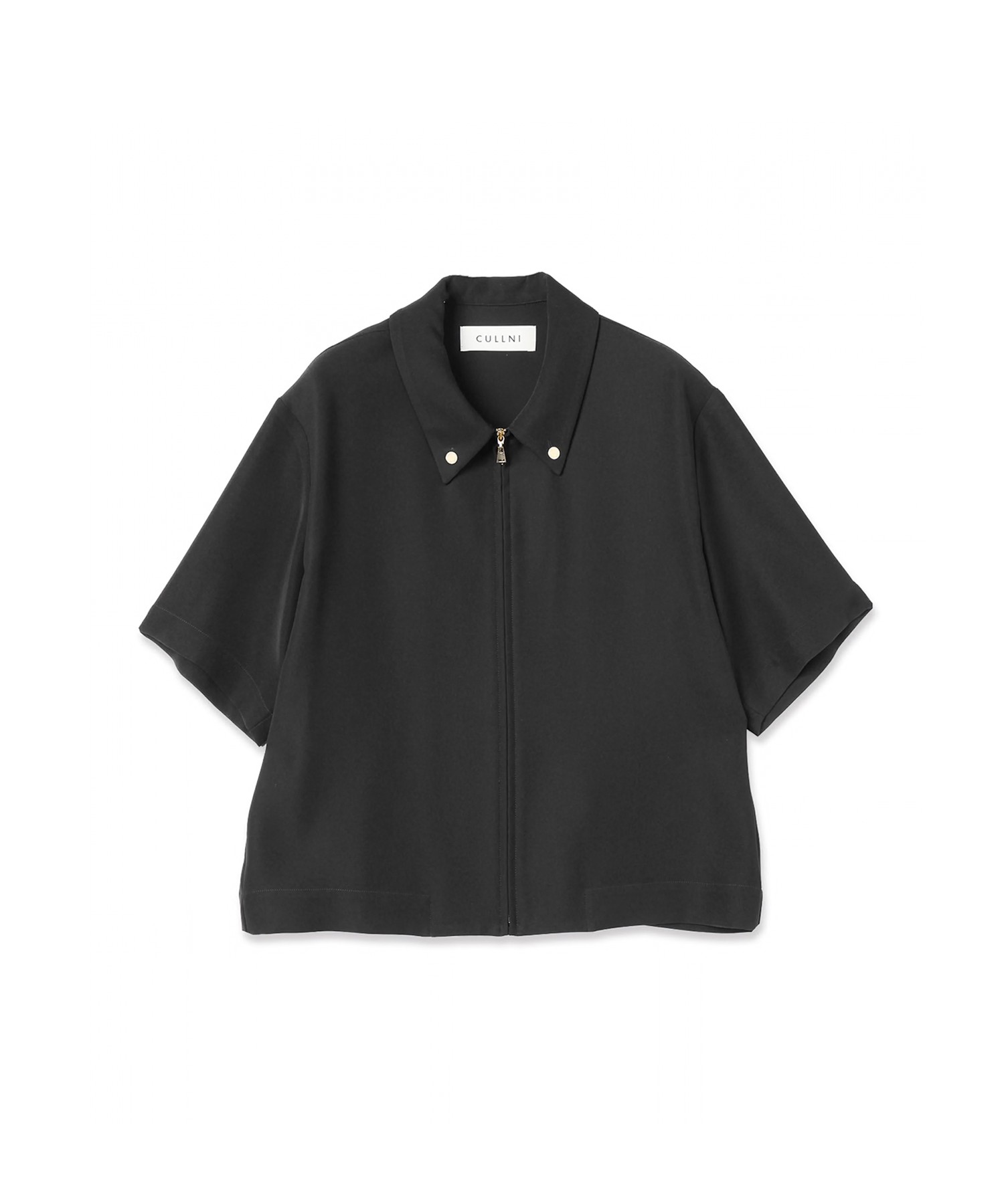 Dry Double Cloth Zip Up Short Sleeve Button-Down Compact Shirt