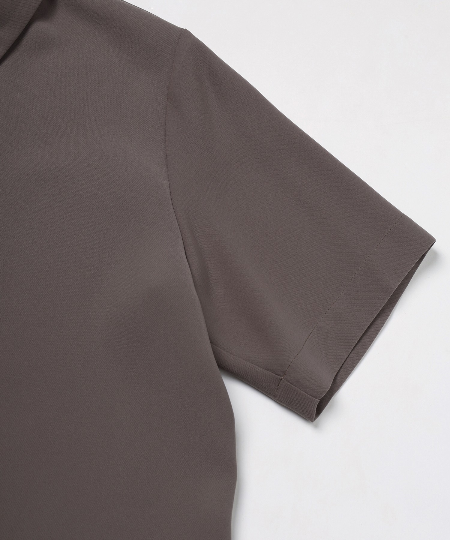 Dry Double Cloth Zip Up Short Sleeve Button-Down Compact Shirt