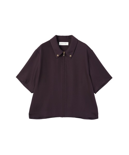 Dry Double Cloth Zip Up Short Sleeve Button-Down Compact Shirt