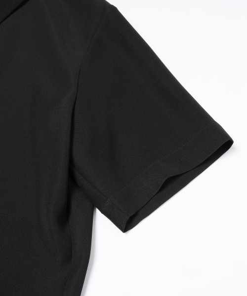Dry Double Cloth Zip Up Short Sleeve Button-Down Compact Shirt