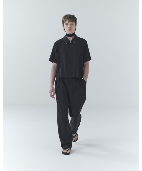 Dry Double Cloth Zip Up Short Sleeve Button-Down Compact Shirt