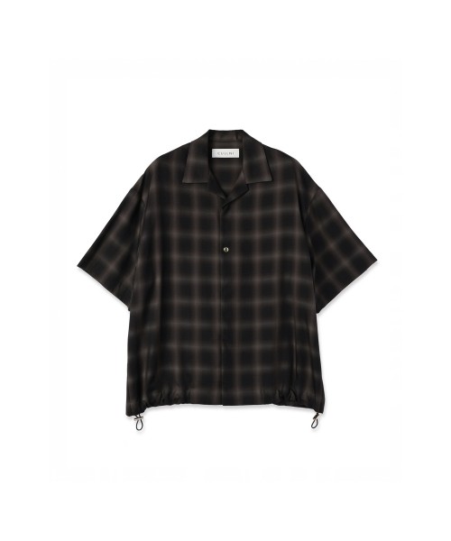 Ombre Check Open Collar Short Sleeve Shirt
