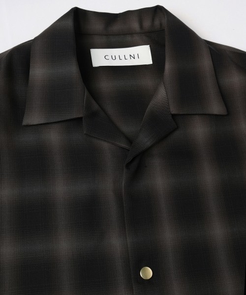 Ombre Check Open Collar Short Sleeve Shirt