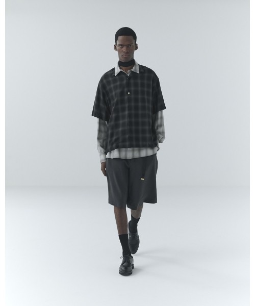 Ombre Check Open Collar Short Sleeve Shirt