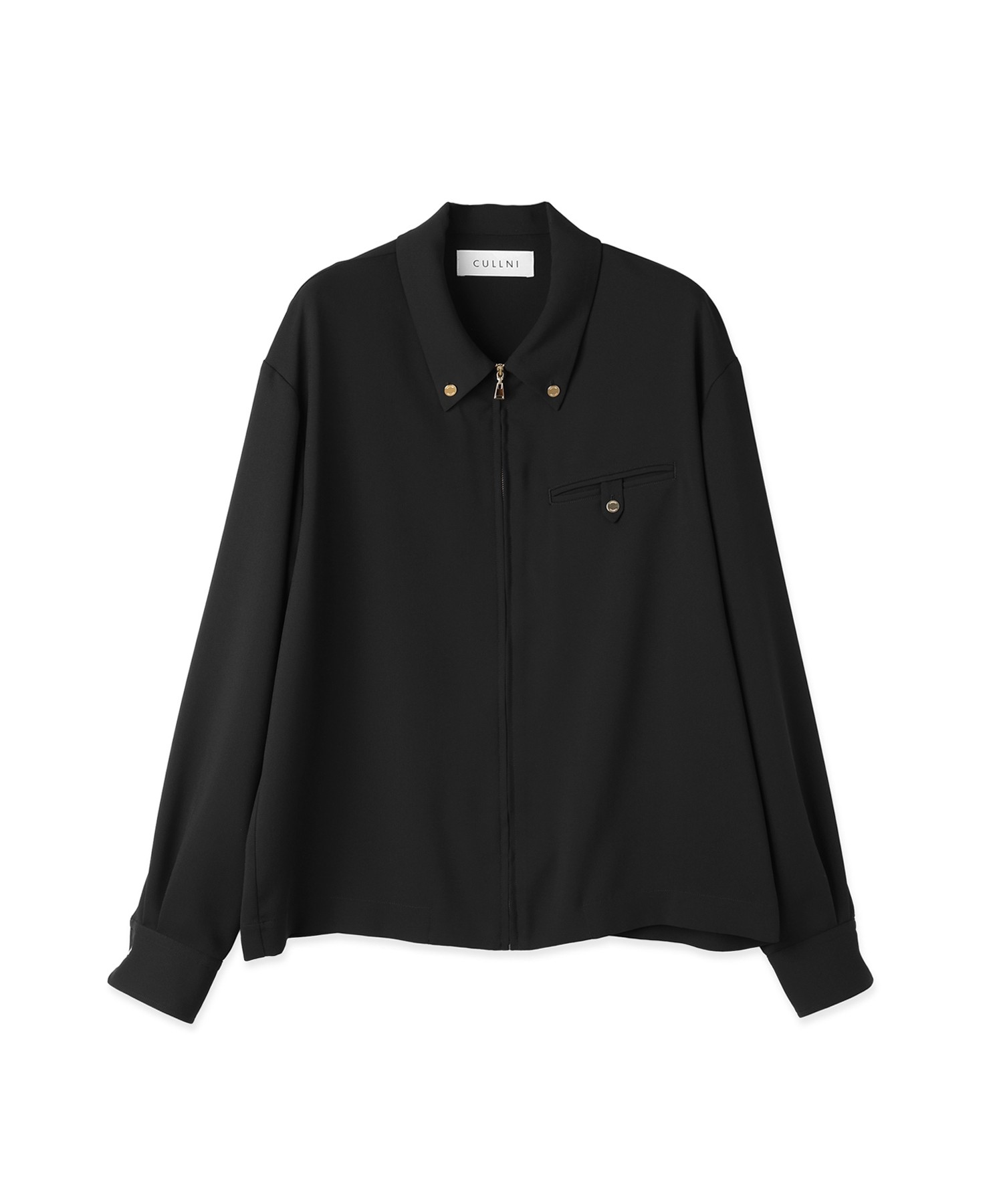 Dry Stretch Cloth Button-Tab Pocket Zip Up Shirt
