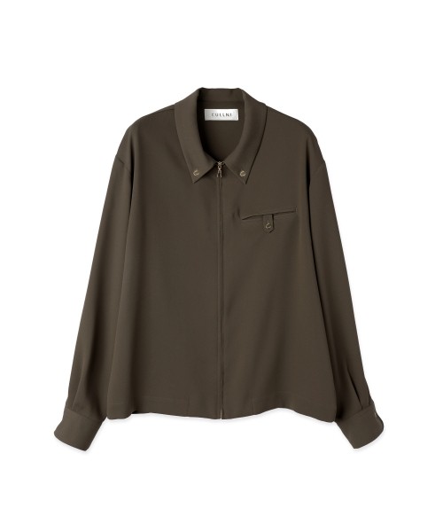 Dry Stretch Cloth Button-Tab Pocket Zip Up Shirt