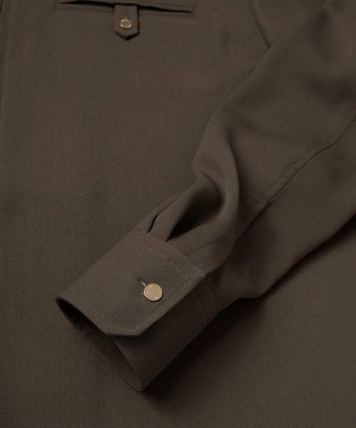 Dry Stretch Cloth Button-Tab Pocket Zip Up Shirt