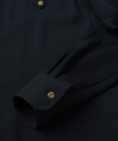 Dry Stretch Cloth Button-Tab Pocket Zip Up Shirt