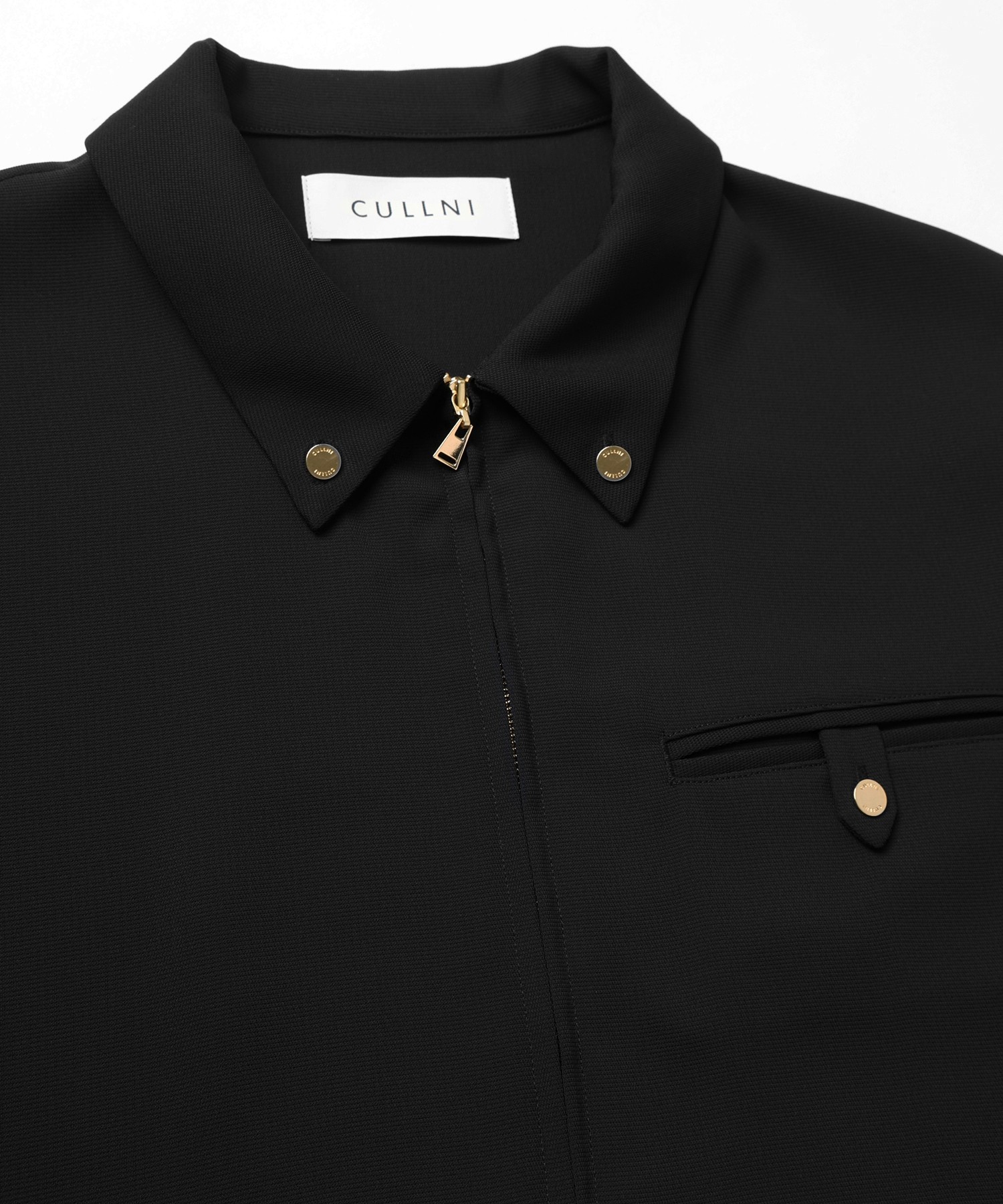 Dry Stretch Cloth Button-Tab Pocket Zip Up Shirt