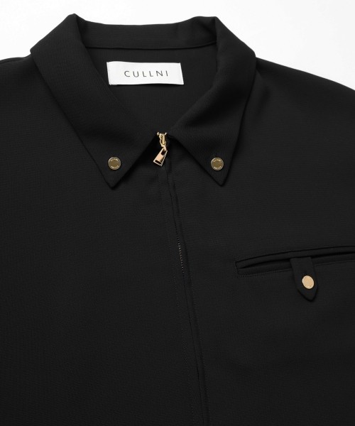 Dry Stretch Cloth Button-Tab Pocket Zip Up Shirt