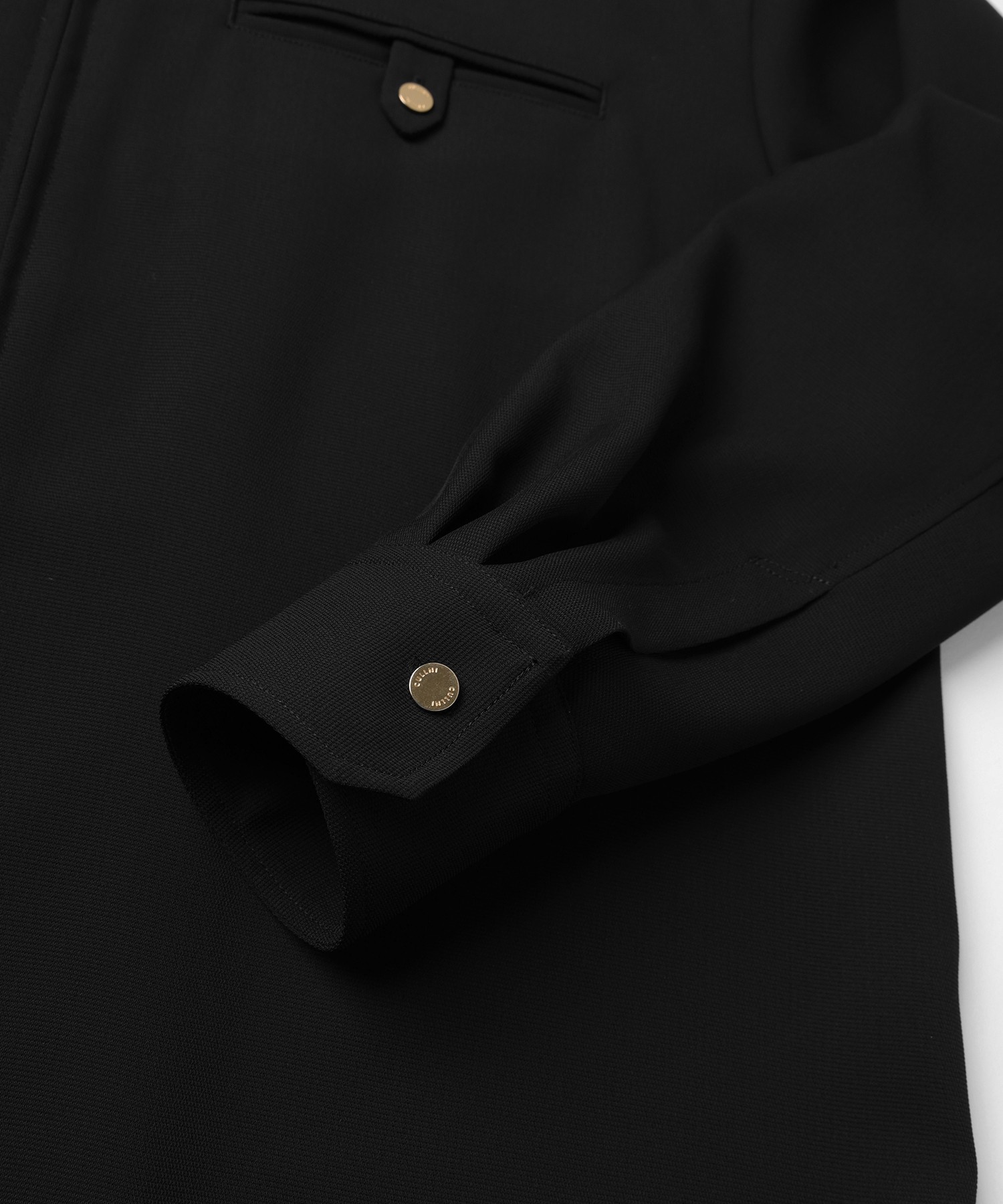 Dry Stretch Cloth Button-Tab Pocket Zip Up Shirt
