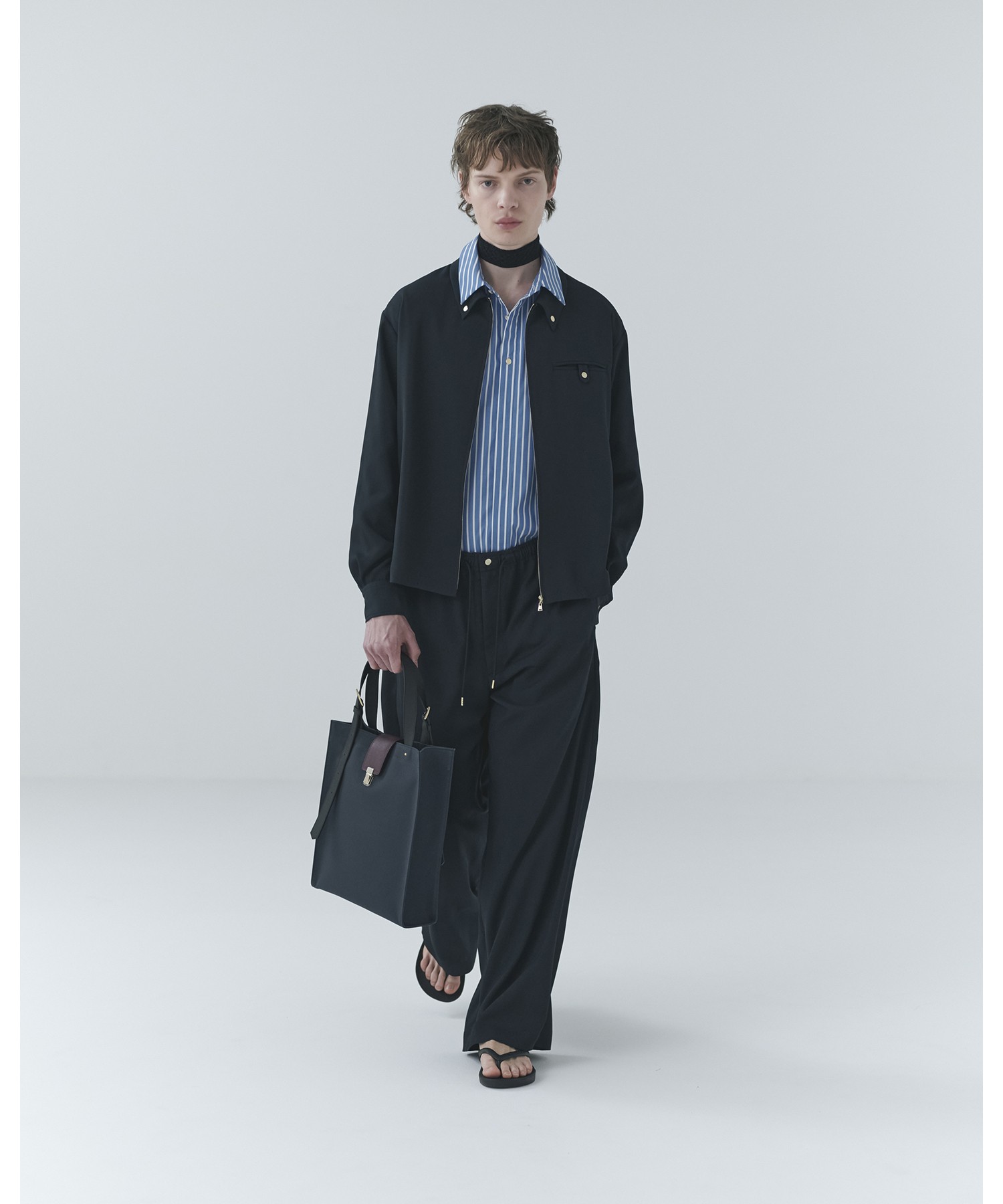 Dry Stretch Cloth Button-Tab Pocket Zip Up Shirt