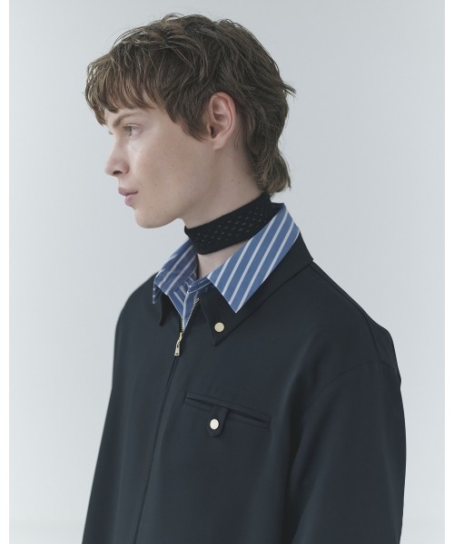 Dry Stretch Cloth Button-Tab Pocket Zip Up Shirt