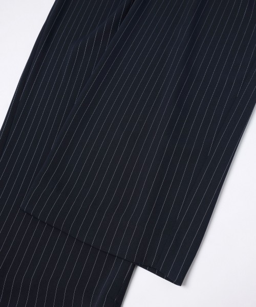 Stripe Double Cloth Tuck Wide Pant