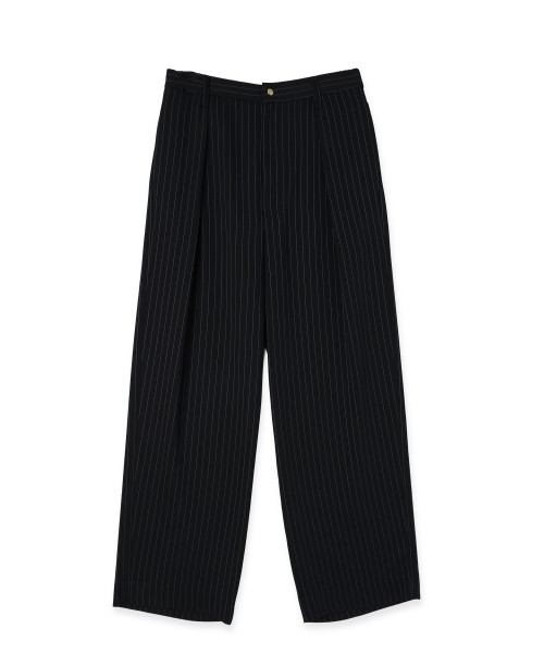 Stripe Double Cloth Tuck Wide Pant