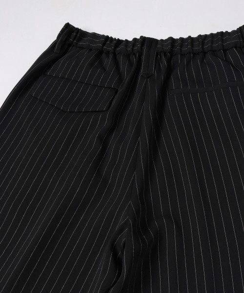 Stripe Double Cloth Tuck Wide Pant