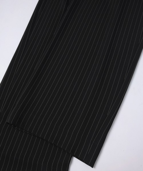 Stripe Double Cloth Tuck Wide Pant