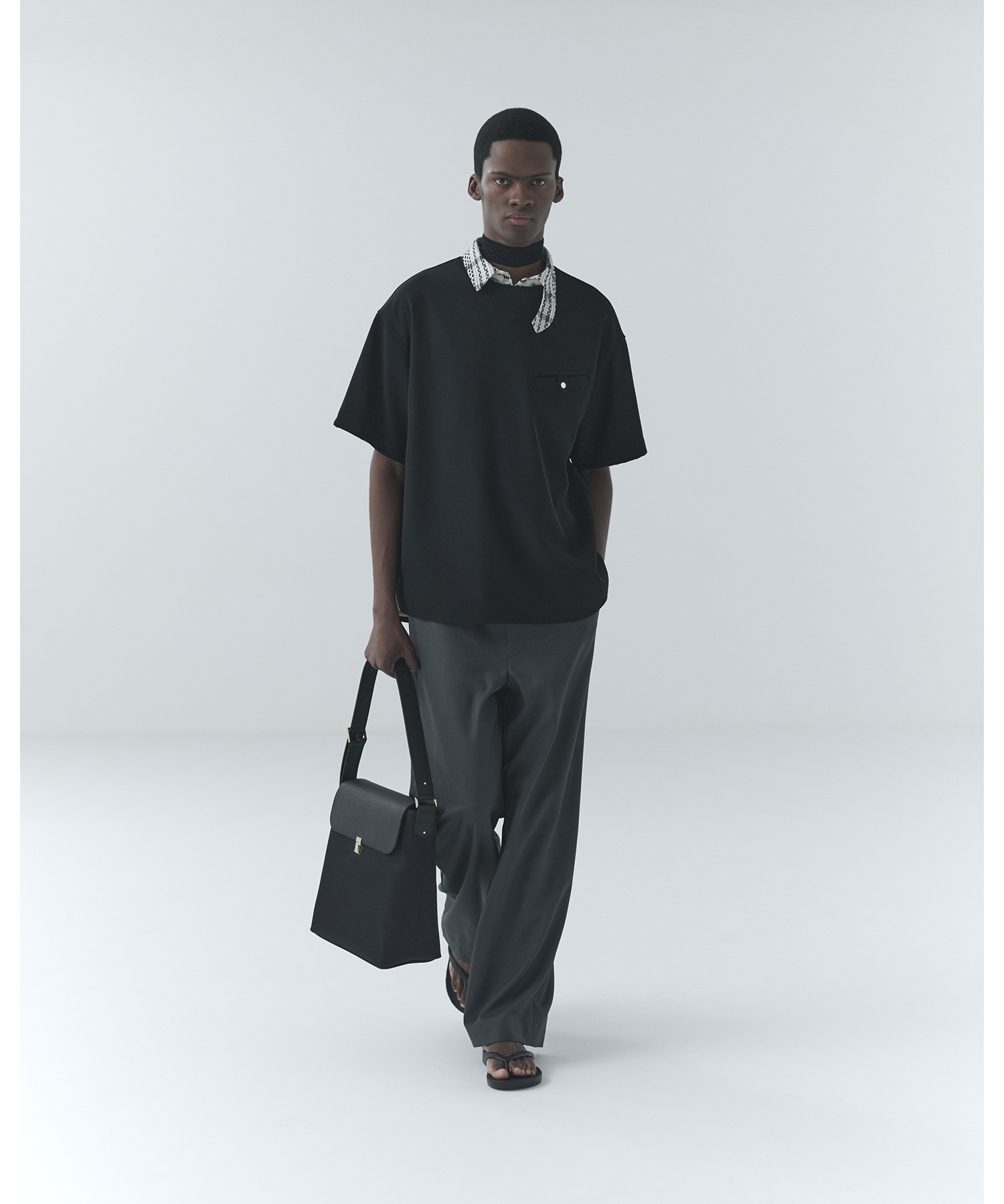 Dry Gabardine Drawstring Wide Pants