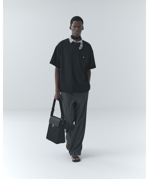 Dry Gabardine Drawstring Wide Pants