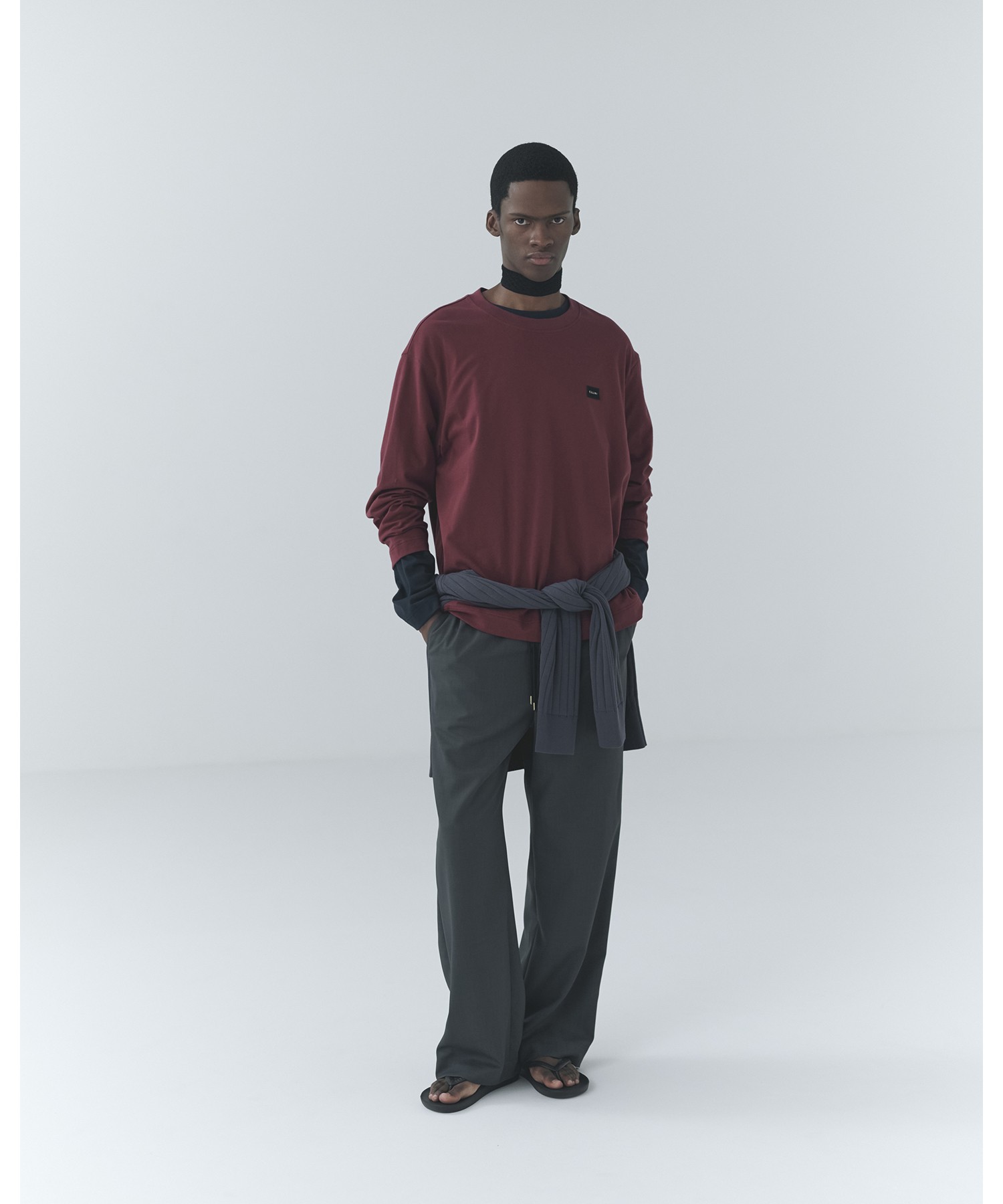 Dry Gabardine Drawstring Wide Pants