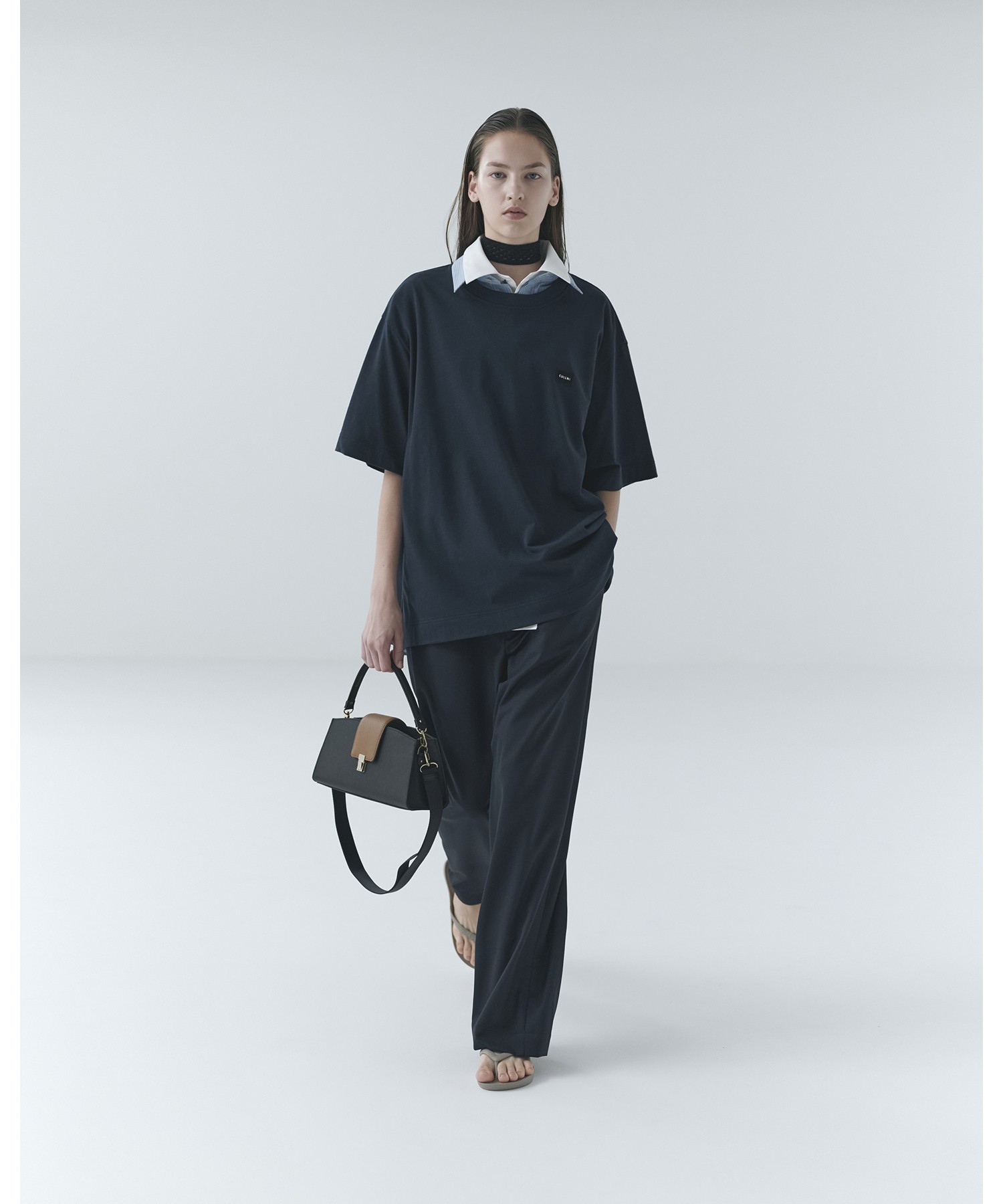 Dry Gabardine Drawstring Wide Pants