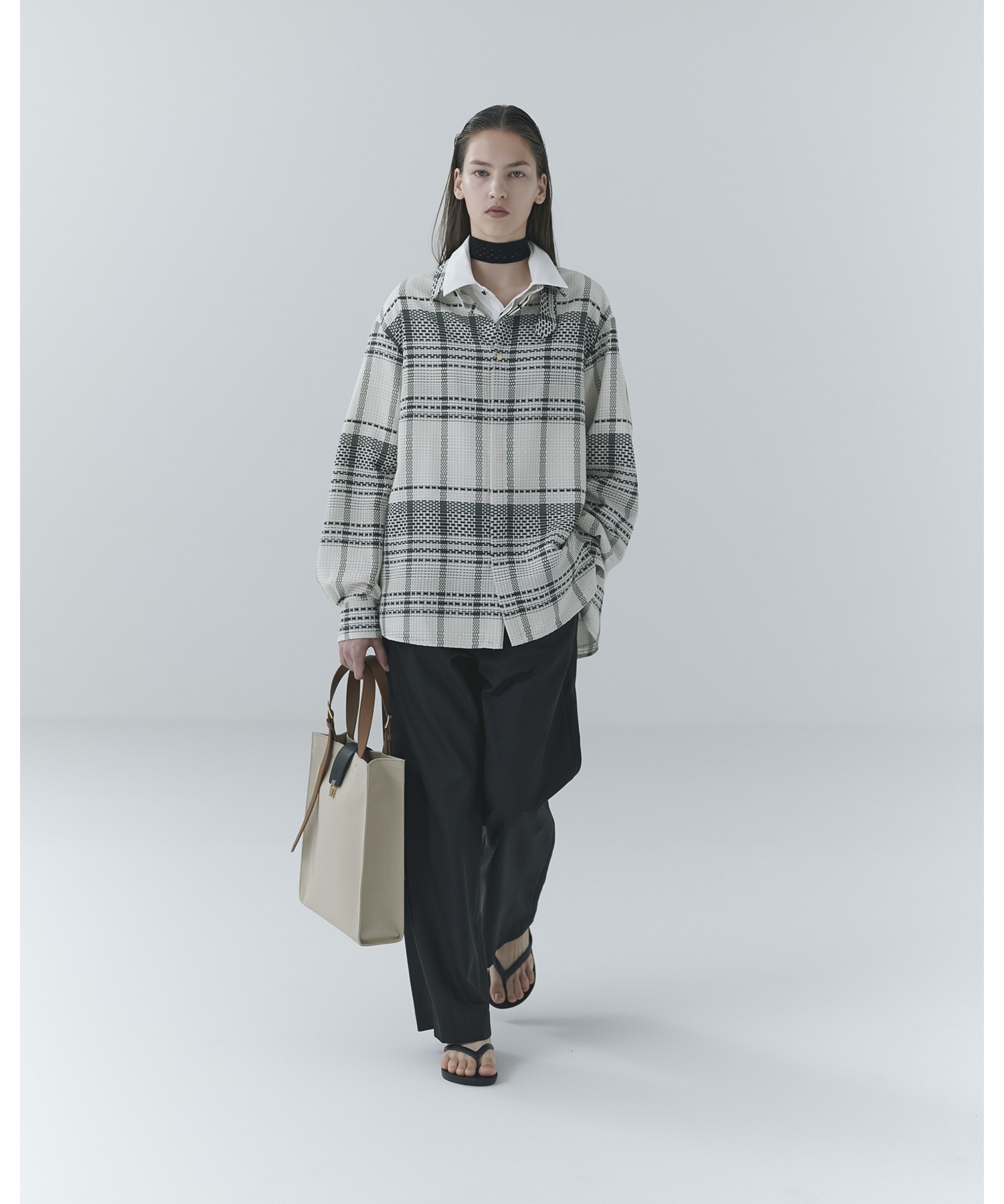 Dry Gabardine Drawstring Wide Pants