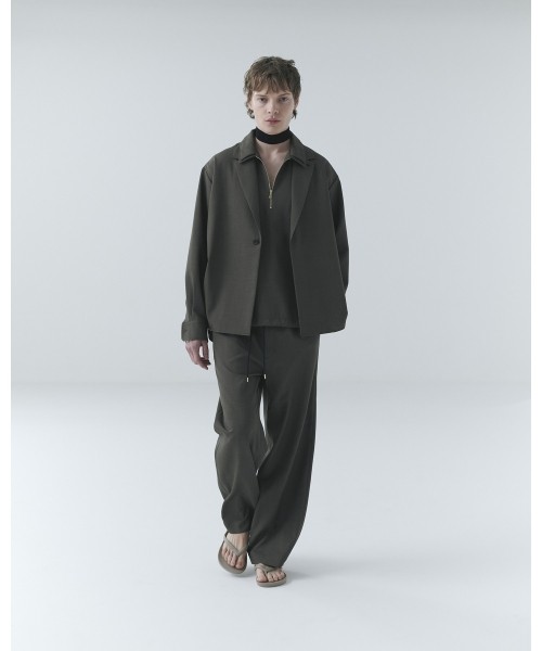 Dry Gabardine Drawstring Wide Pants